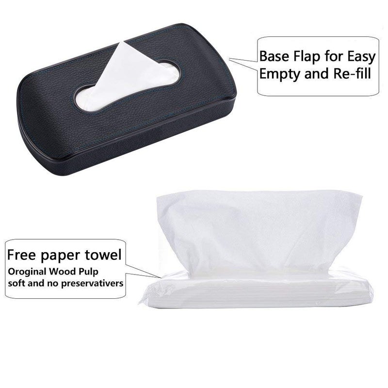 Mr.Ho Black Leather Car Visor Tissue Holder Mount, Hanging Tissue Holder Case for Car Seat Back, Multi-use Paper Towel Cover Case with One Tissue Refill for Car & Truck Decoration - Image 5